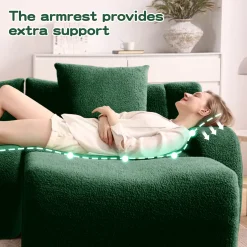 Curved Ergonomic Design L-Shaped Teddy Loveseat Sofa