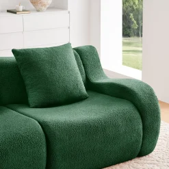 Curved Ergonomic Design L-Shaped Teddy Loveseat Sofa