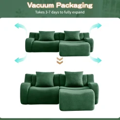 Curved Ergonomic Design L-Shaped Teddy Loveseat Sofa