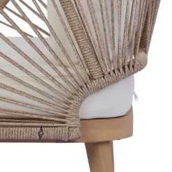 Curved Rope Design 4-Piece Acacia Wood Outdoor Patio Seating Set with Coffee Table