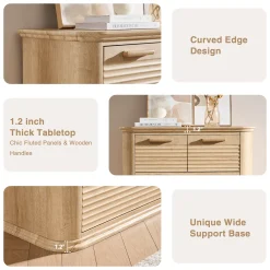 Curved Tall Fluted 6 Drawers Dresser Chest