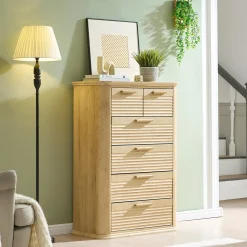 Curved Tall Fluted 6 Drawers Dresser Chest