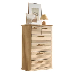 Curved Tall Fluted 6 Drawers Dresser Chest