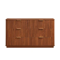 Curved wave Design Fluted 55' Wide Modern 6 Drawers Dresser