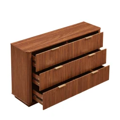 Curved wave Design Fluted 55' Wide Modern 6 Drawers Dresser
