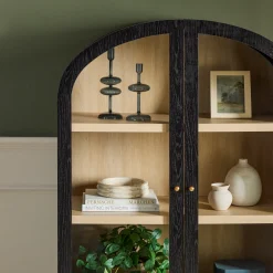 Darci Modern Arched Bookshelf Cabinet with Glass Doors