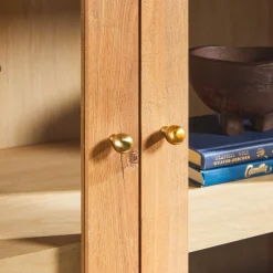 Darci Modern Arched Bookshelf Cabinet with Glass Doors