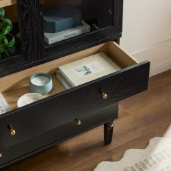 Darci Modern Arched Bookshelf Cabinet with Glass Doors