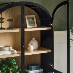 Darci Modern Arched Bookshelf Cabinet with Glass Doors