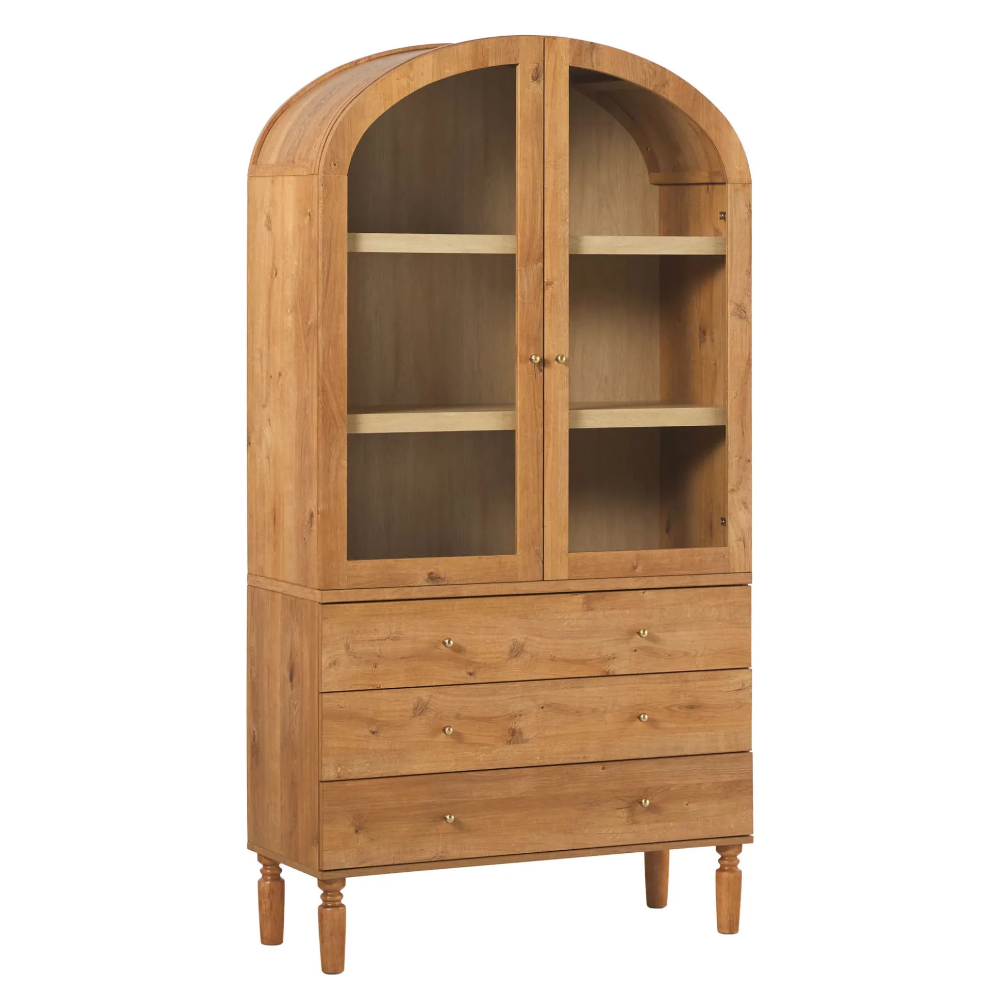 Darci Modern Arched Bookshelf Cabinet with Glass Doors