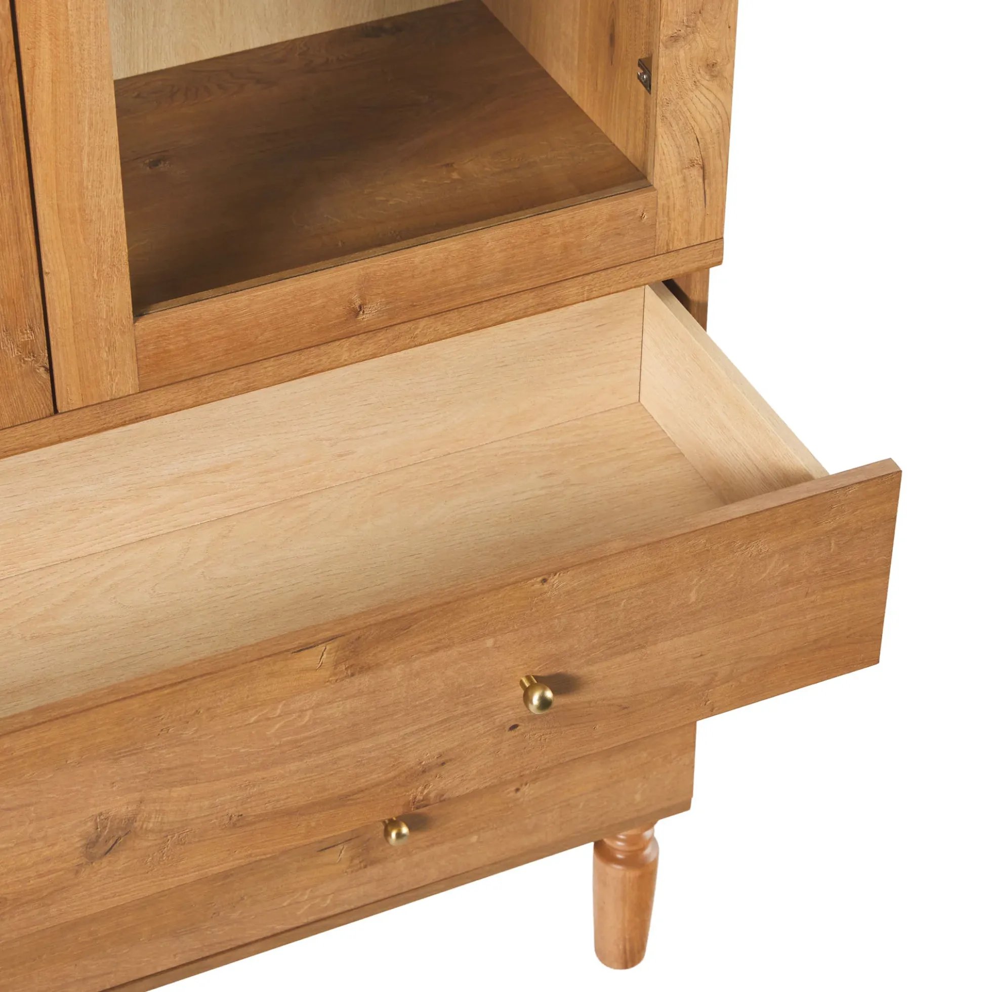 Darci Modern Arched Bookshelf Cabinet with Glass Doors