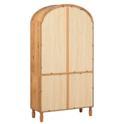 Darci Modern Arched Bookshelf Cabinet with Glass Doors & Inner Drawers