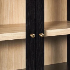 Darci Modern Arched Bookshelf Cabinet with Glass Doors & Inner Drawers
