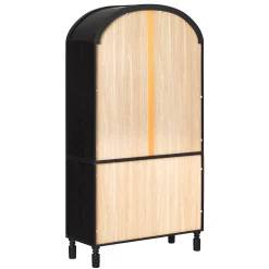 Darci Modern Arched Bookshelf Cabinet with Glass Doors & Inner Drawers