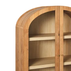 Darci Modern Arched Bookshelf Cabinet with Glass Doors & Inner Drawers