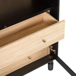 Darci Modern Arched Bookshelf Cabinet with Glass Doors & Inner Drawers