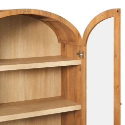 Darci Modern Arched Bookshelf Cabinet with Glass Doors & Inner Drawers