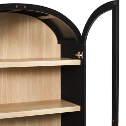 Darci Modern Arched Bookshelf Cabinet with Glass Doors & Inner Drawers