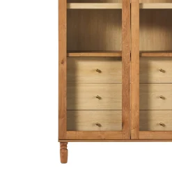 Darci Modern Arched Bookshelf Cabinet with Glass Doors & Inner Drawers