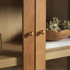 Darci Modern Arched Bookshelf Cabinet with Glass Doors & Inner Drawers