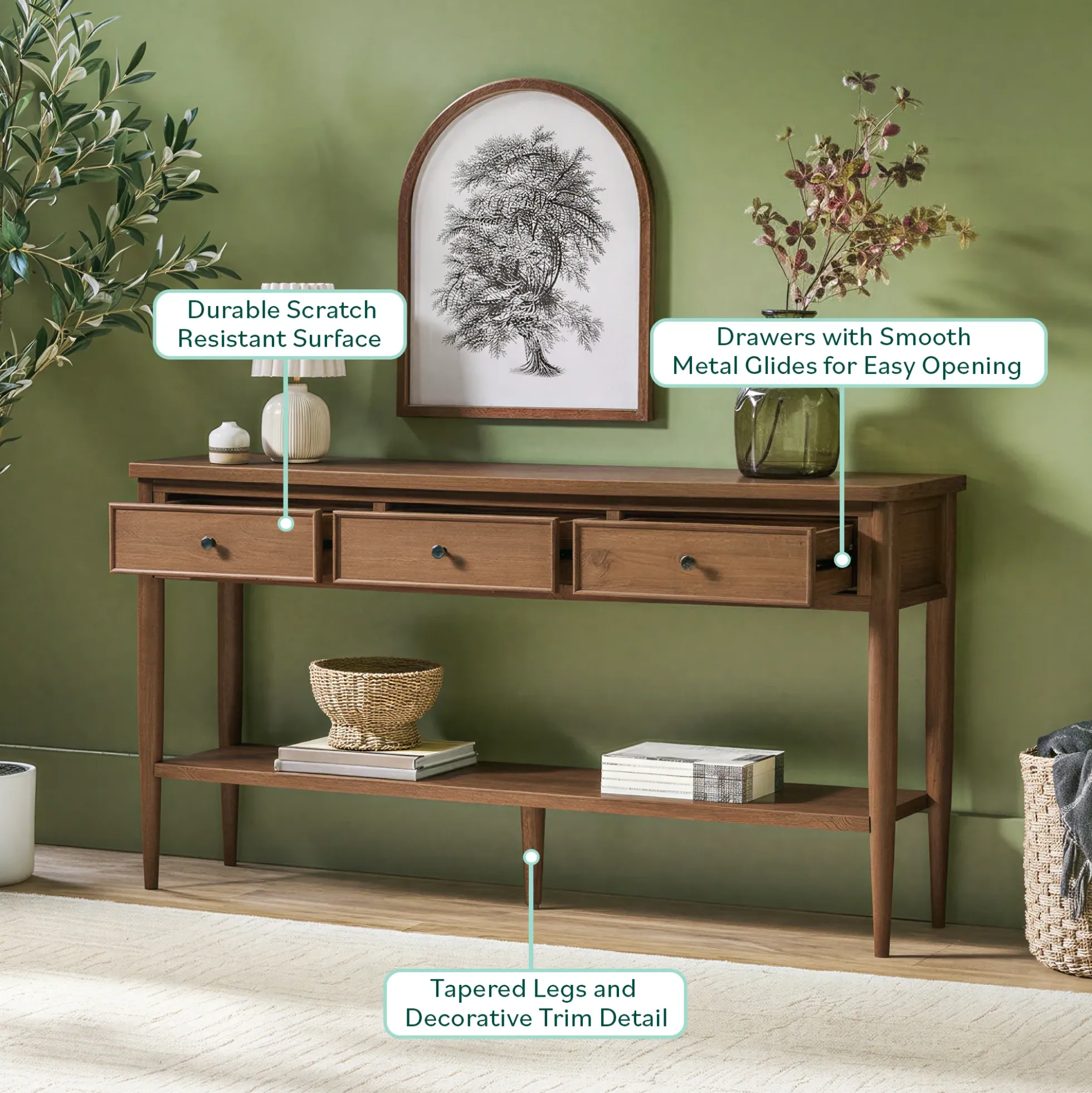 Diedra Modern Entry Table with Drawer Storage