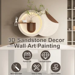 Double-Disc Adjustable 3-Color LED Sandstone Wall Art Decor