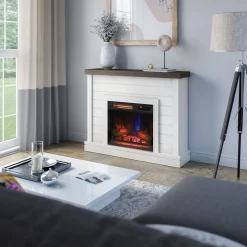 duraflame® Electric Fireplace Shiplap Wall Mantel