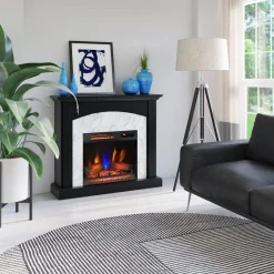 duraflame® Faux Marble Electric Fireplace Wall Mantel