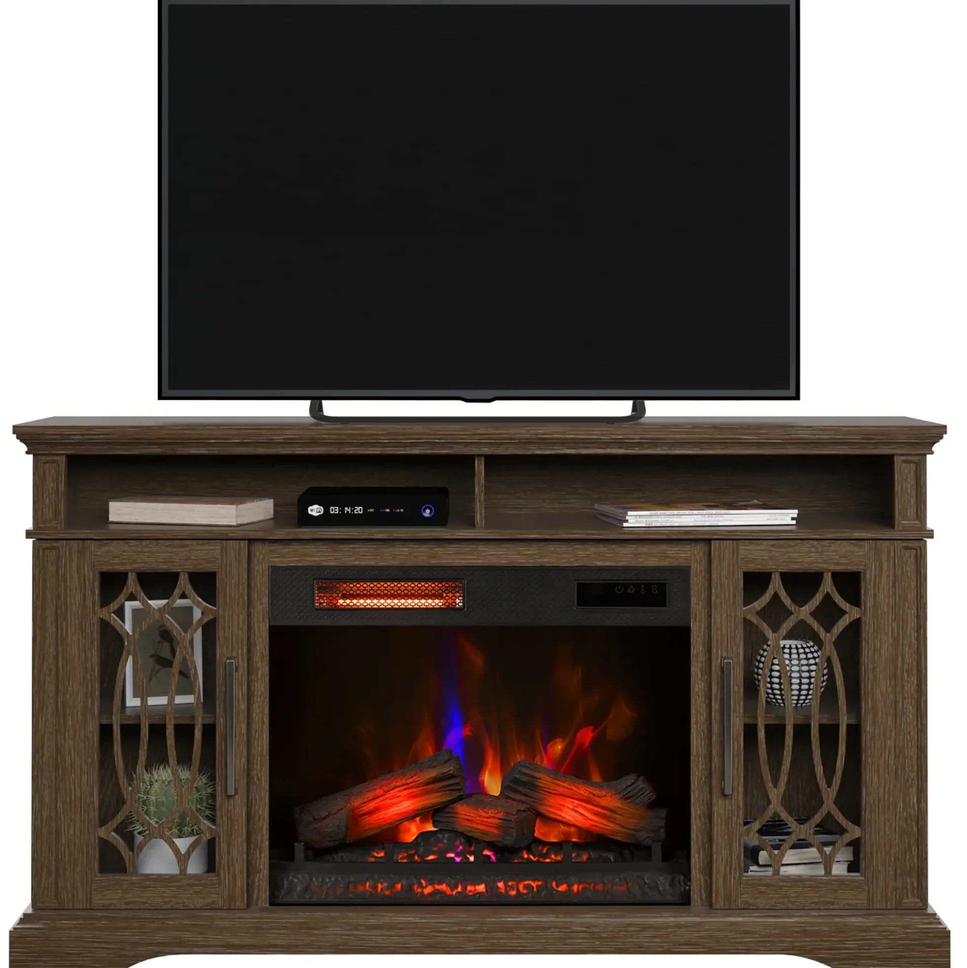 duraflame® Modern Farmhouse Electric Infrared Fireplace TV Stand Media Console with Remote