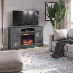 duraflame® Reeded Glass Door Electric Fireplace TV Stand Media Console