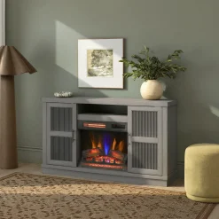 duraflame® Reeded Glass Door Electric Fireplace TV Stand Media Console