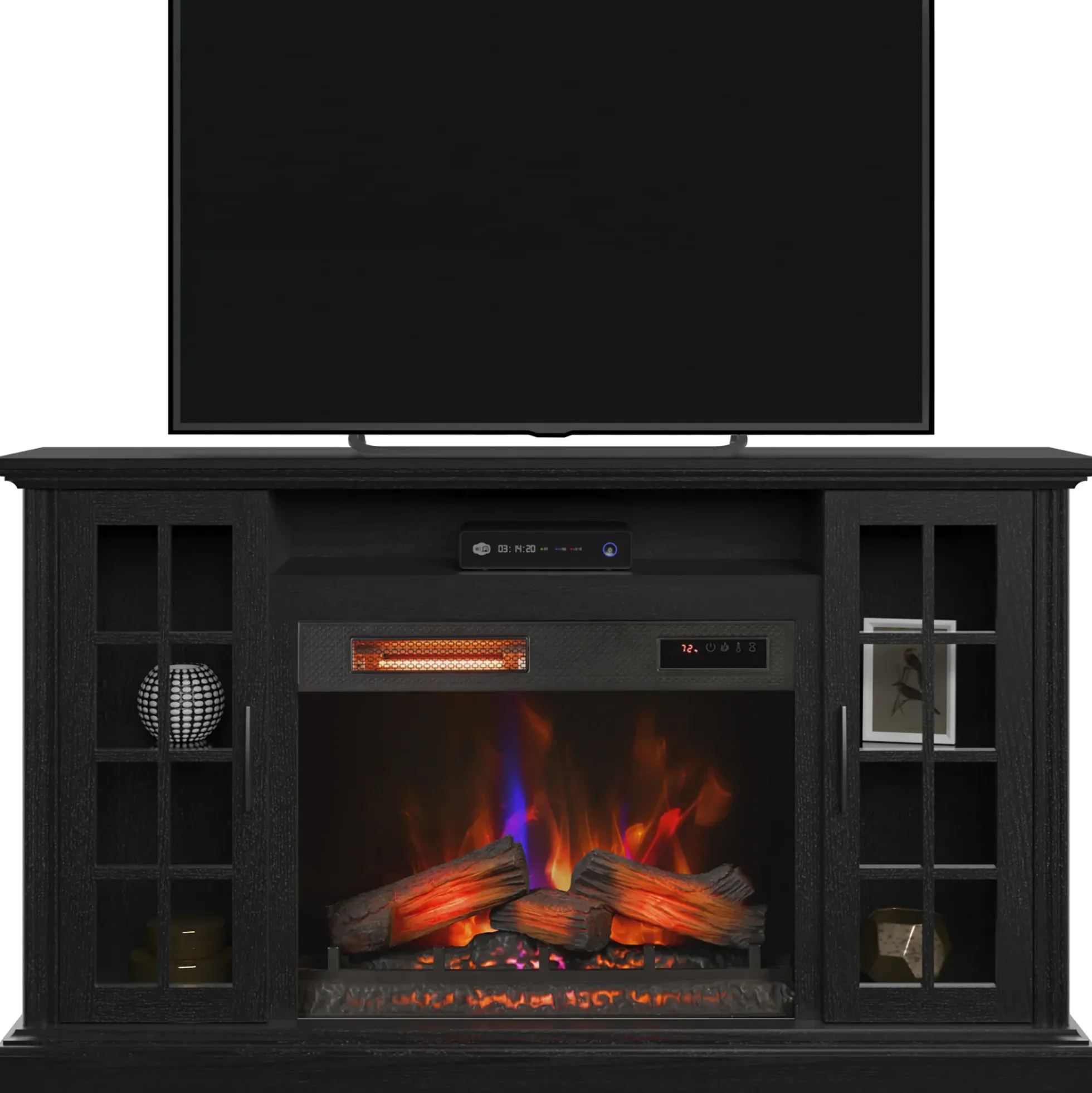 duraflame® Windowpane Glass Door Electric Fireplace TV Stand Media Console