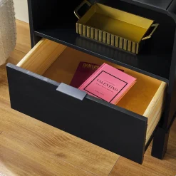 Elias Modern Curved-Frame Solid Wood Nightstand