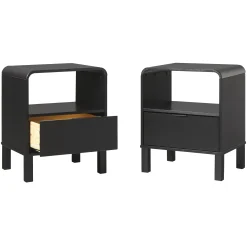 Elias Modern Curved-Frame Solid Wood Nightstand