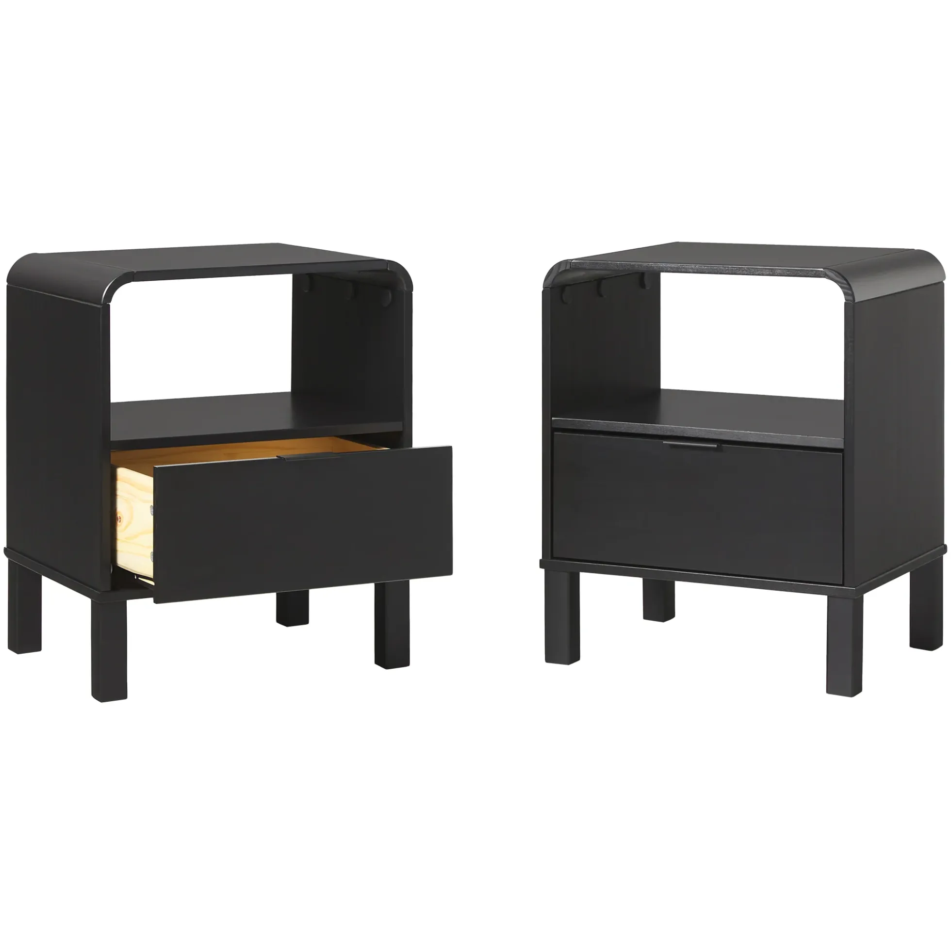 Elias Modern Curved-Frame Solid Wood Nightstand