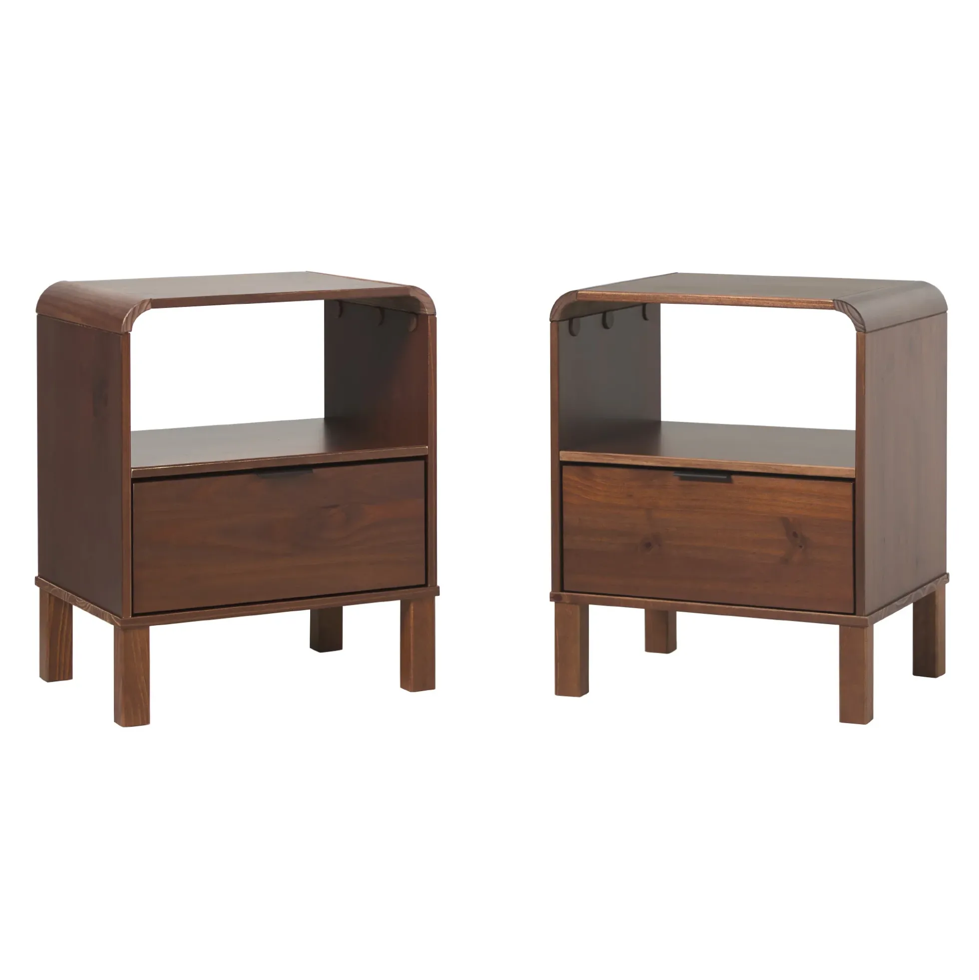 Elias Modern Curved-Frame Solid Wood Nightstand