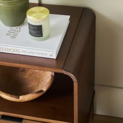Elias Modern Curved-Frame Solid Wood Nightstand