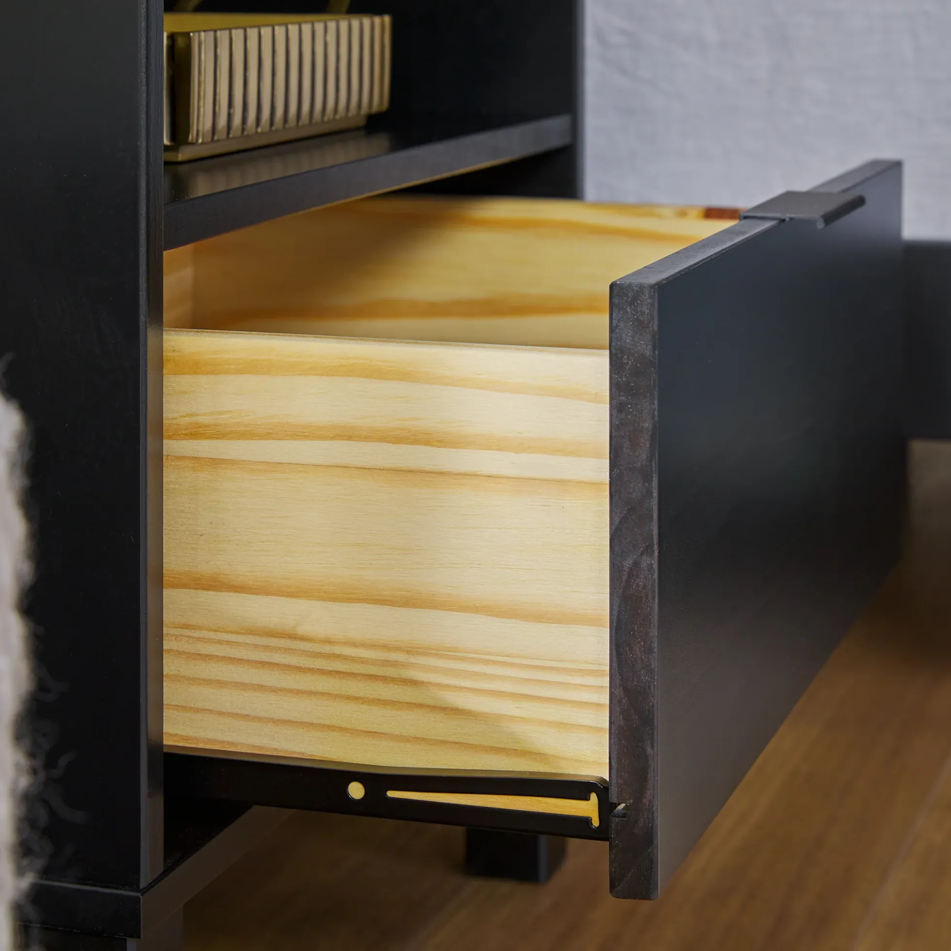 Elias Modern Curved-Frame Solid Wood Nightstand