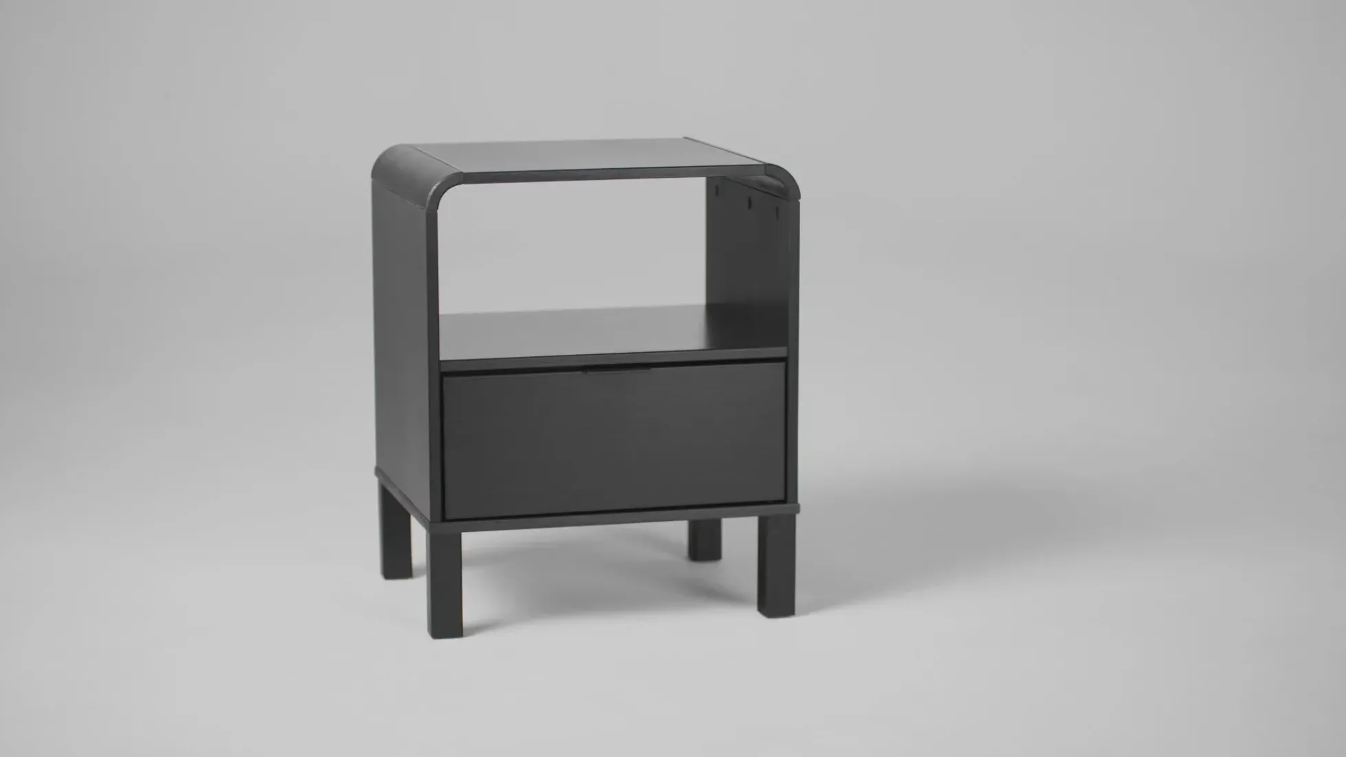 Elias Modern Curved-Frame Solid Wood Nightstand