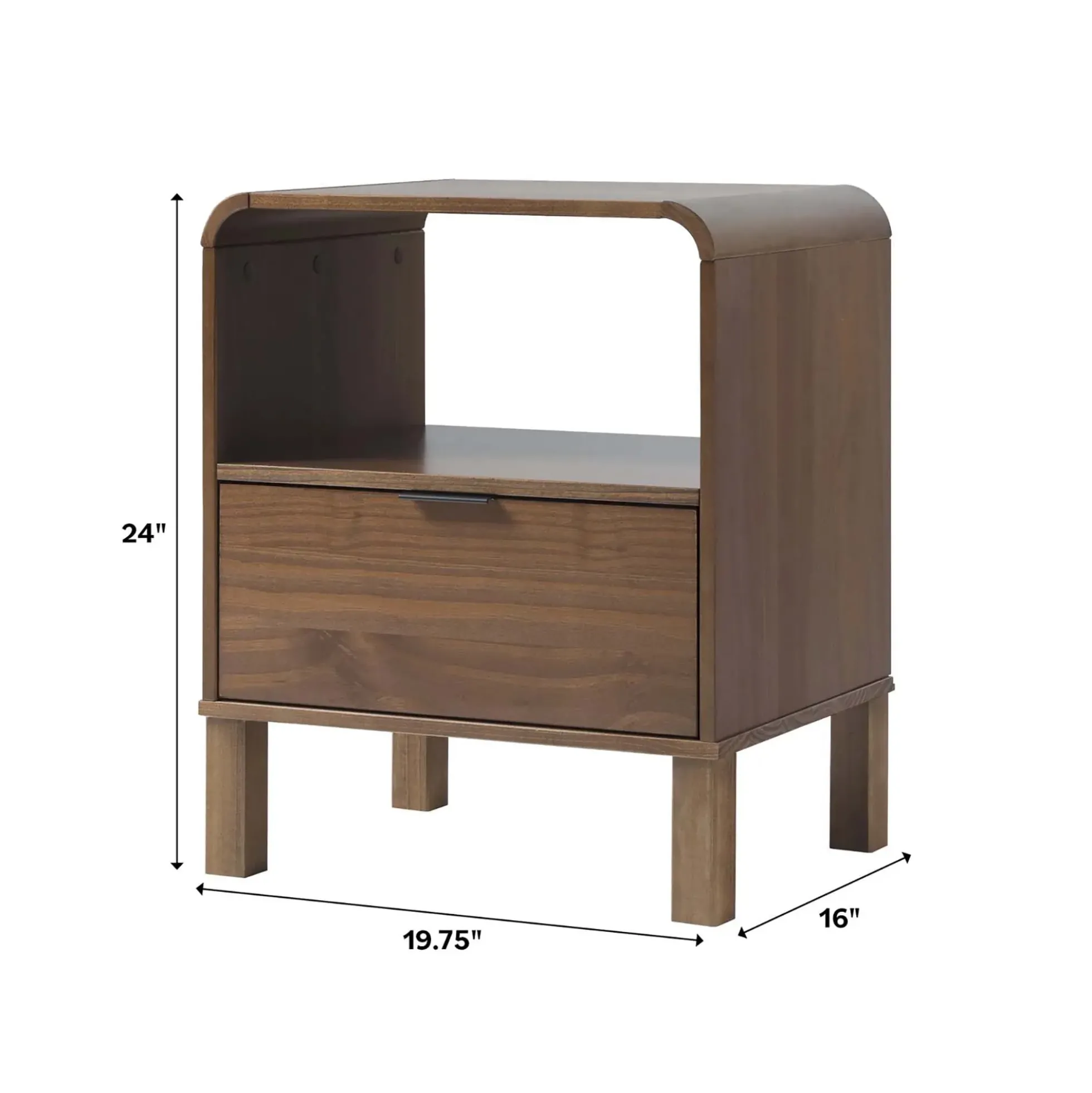 Elias Modern Curved-Frame Solid Wood Nightstand
