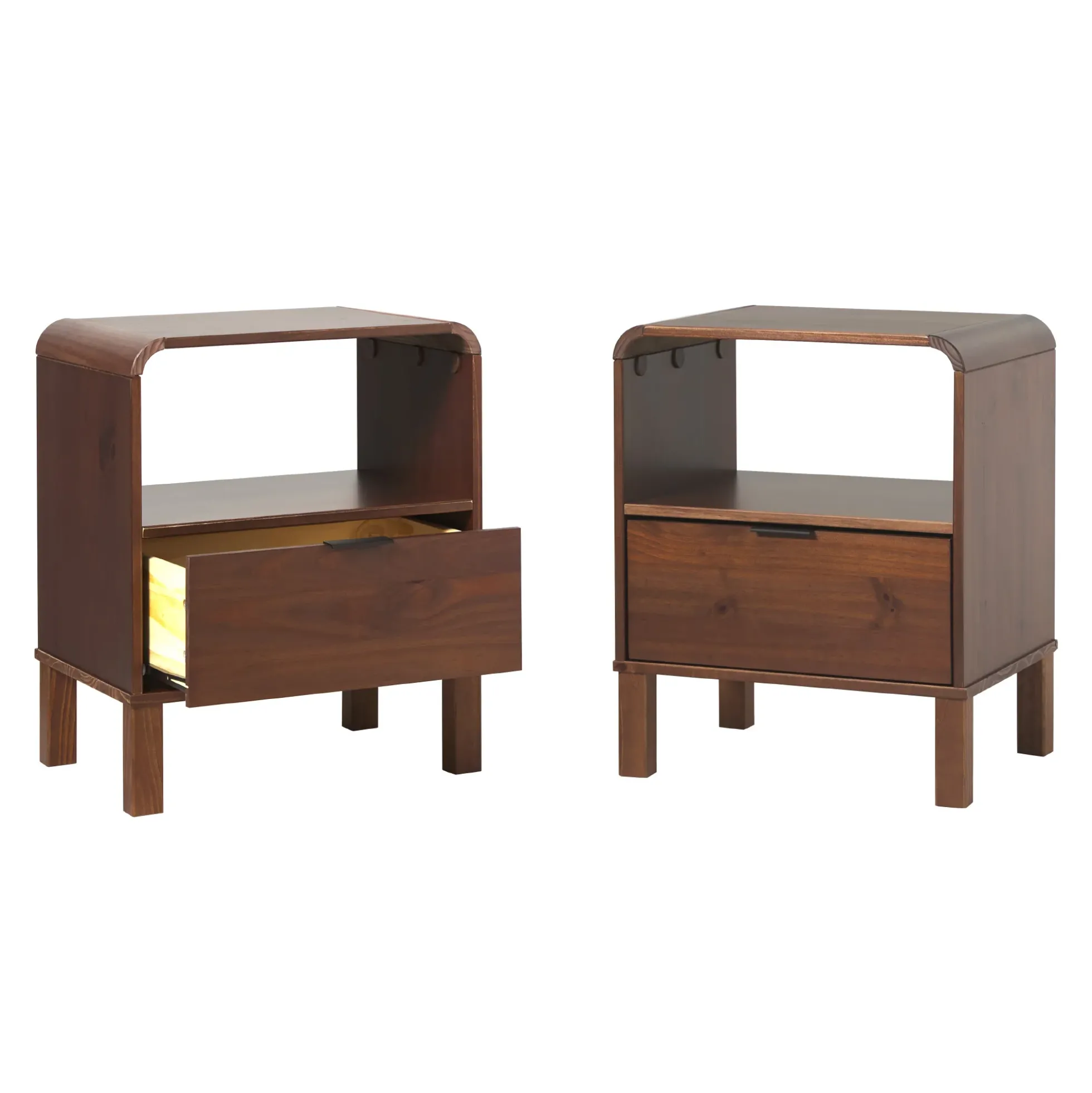 Elias Modern Curved-Frame Solid Wood Nightstand