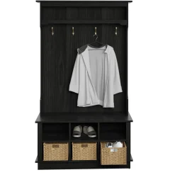 Entryway Hall Tree with Baskets and Open Storage