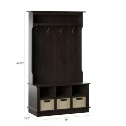 Entryway Hall Tree with Baskets and Open Storage