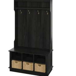 Entryway Hall Tree with Baskets and Open Storage