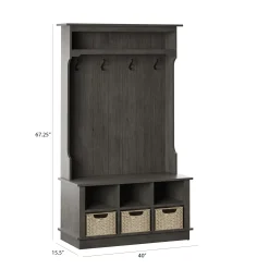 Entryway Hall Tree with Baskets and Open Storage