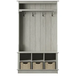 Entryway Hall Tree with Baskets and Open Storage