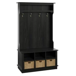 Entryway Hall Tree with Baskets and Open Storage