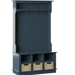 Entryway Hall Tree with Baskets and Open Storage