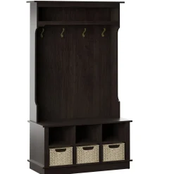 Entryway Hall Tree with Baskets and Open Storage