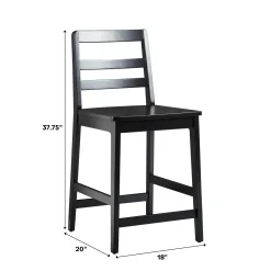 Erekson Solid Wood Ladder Back Bar Stool, Set of 2
